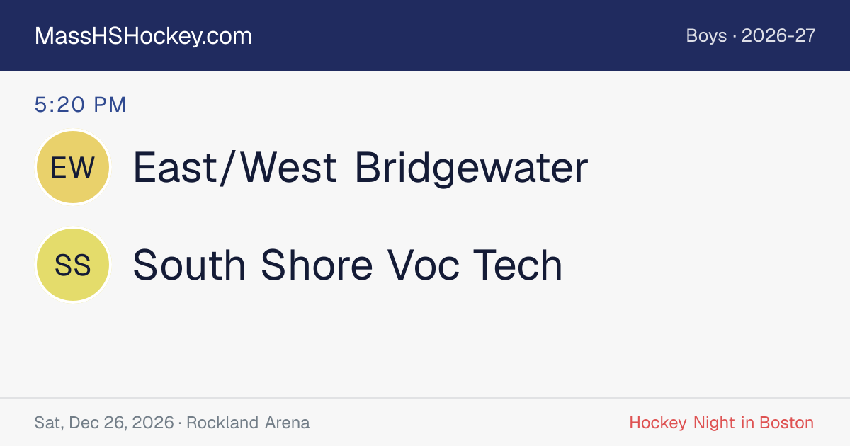 East/West Bridgewater at South Shore Voc Tech score card