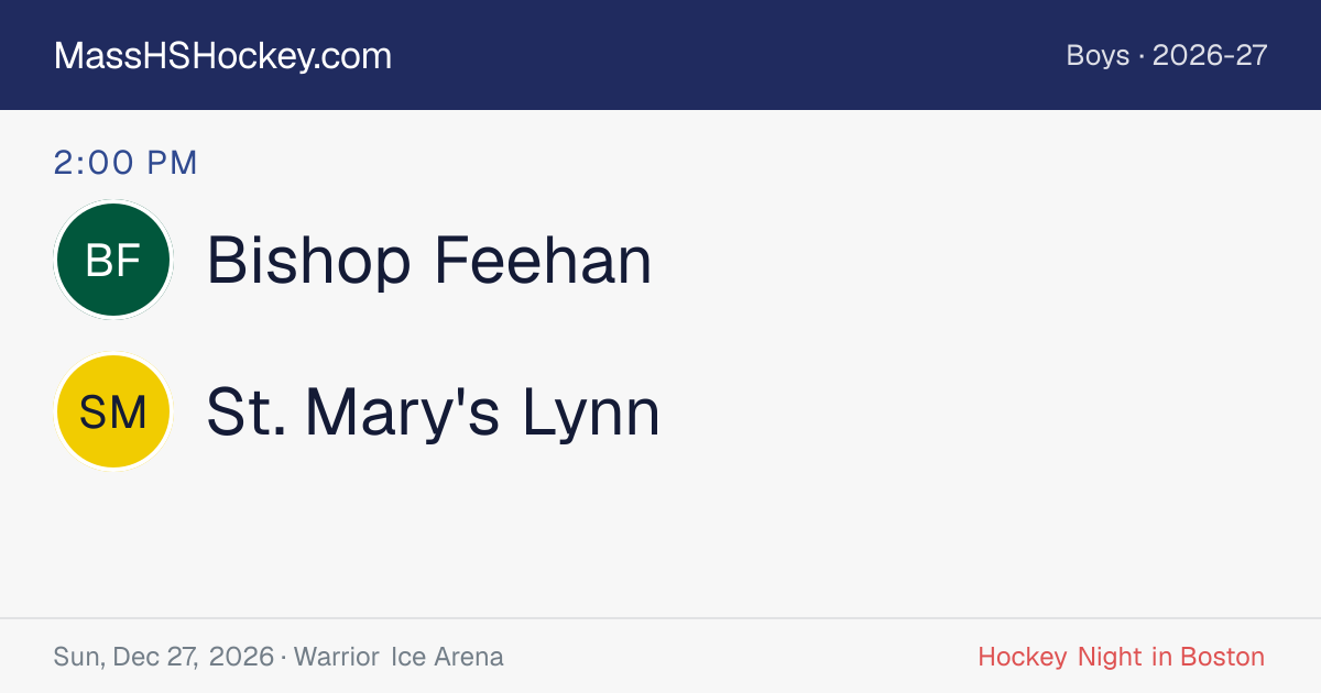 Bishop Feehan at St. Mary's Lynn score card