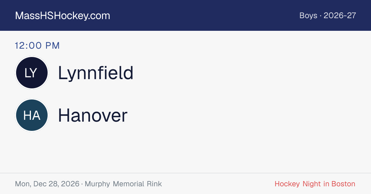 Lynnfield at Hanover score card