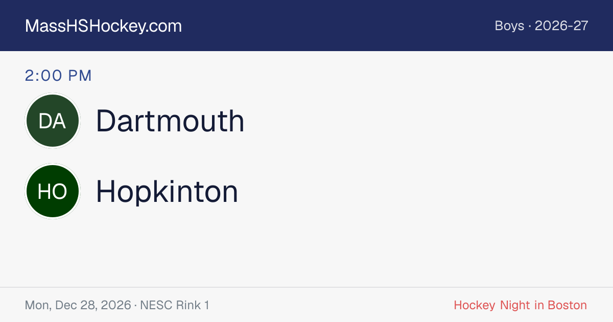 Dartmouth at Hopkinton score card
