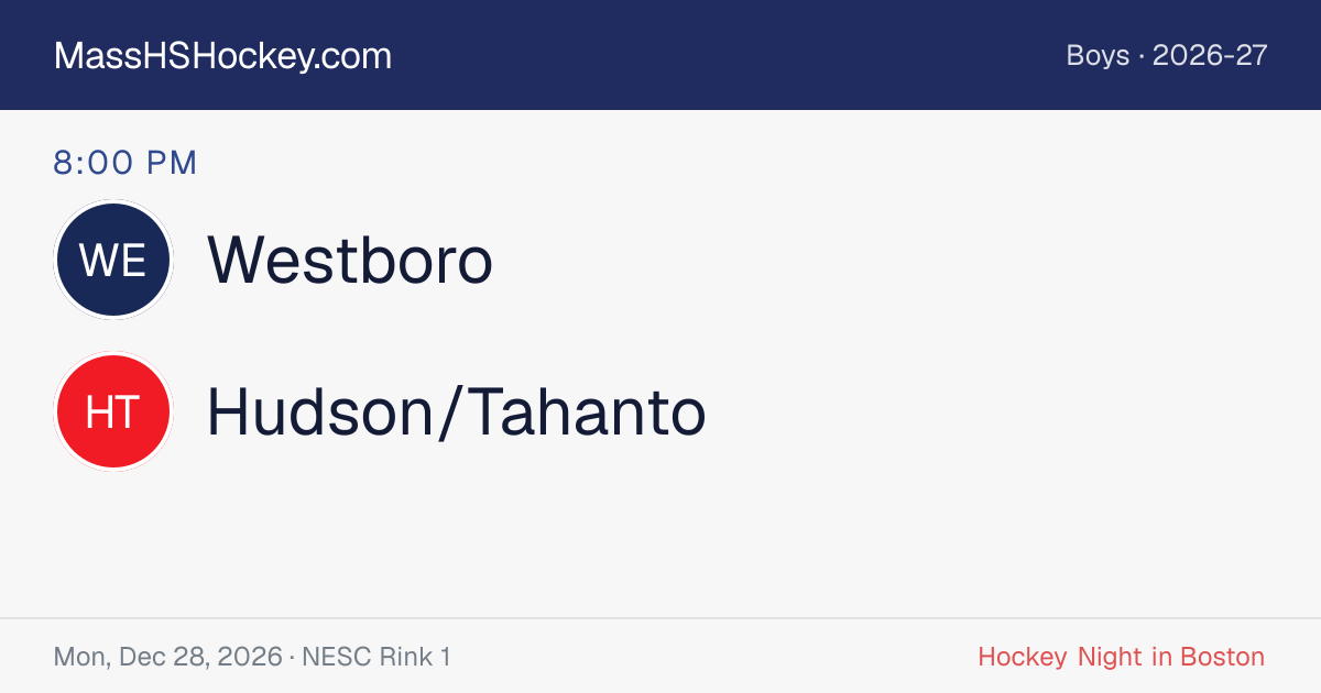 Westboro at Hudson/Tahanto score card