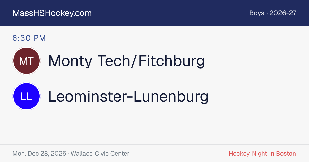 Monty Tech/Fitchburg at Leominster-Lunenburg score card