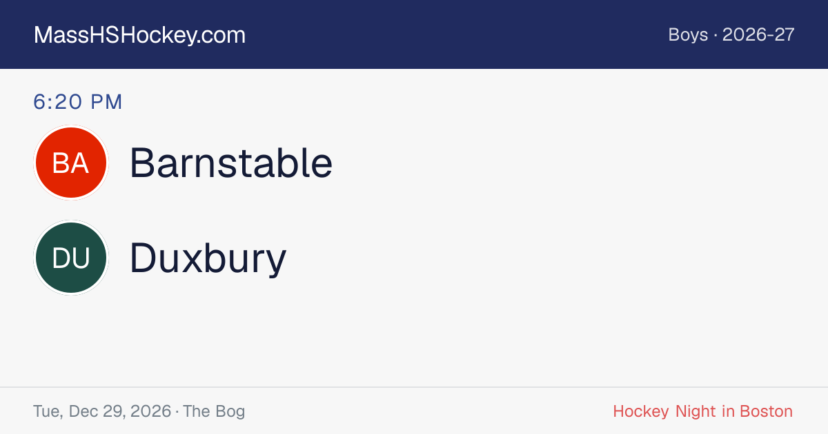 Barnstable at Duxbury score card