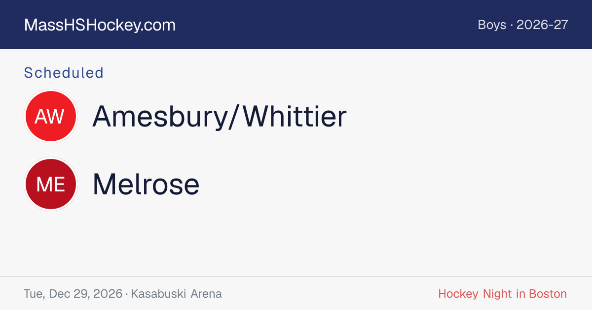 Amesbury/Whittier at Melrose score card
