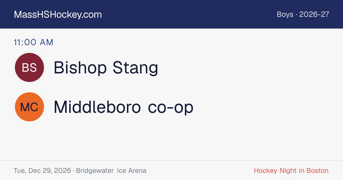 Bishop Stang at Middleboro co-op score card