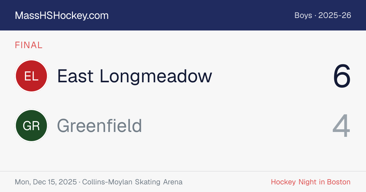 East Longmeadow at Greenfield score card