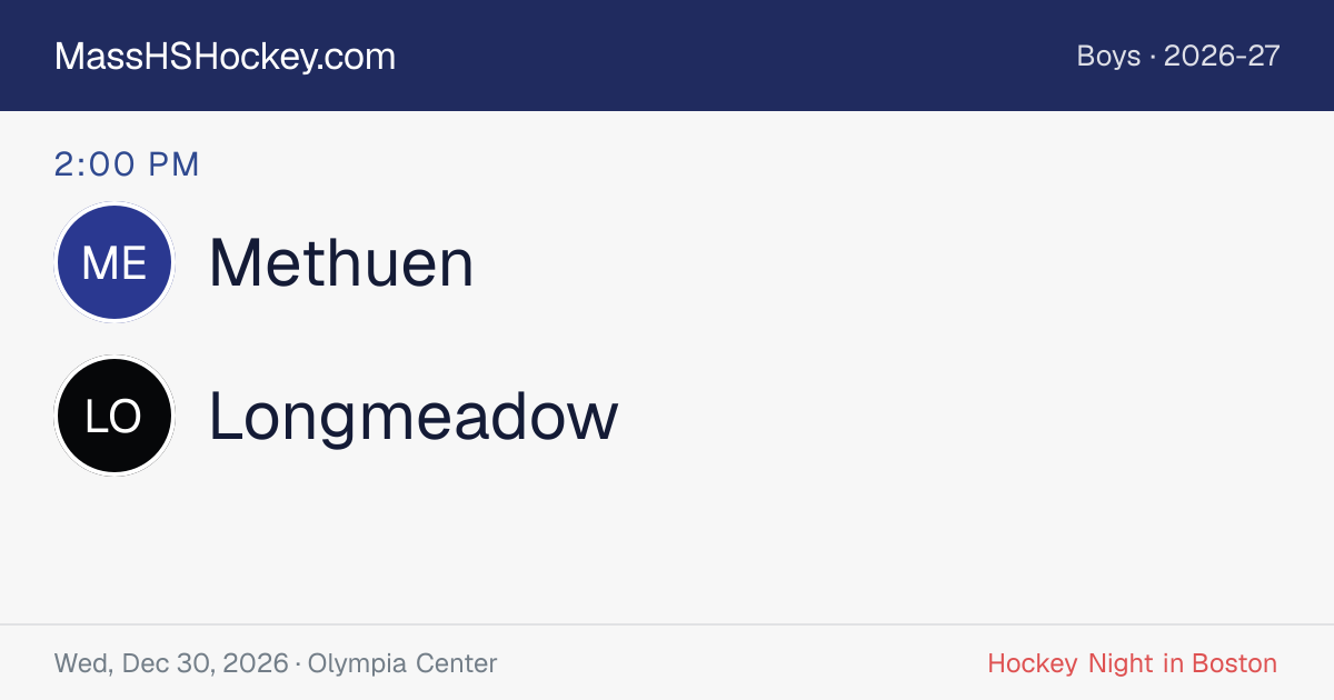 Methuen at Longmeadow score card