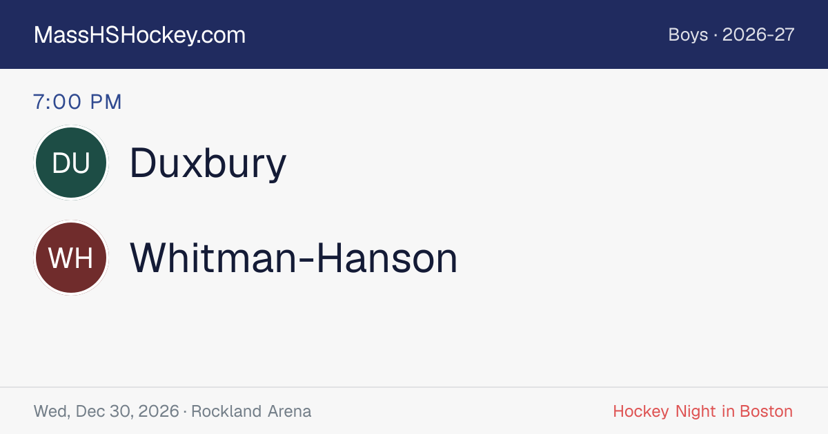 Duxbury at Whitman-Hanson score card