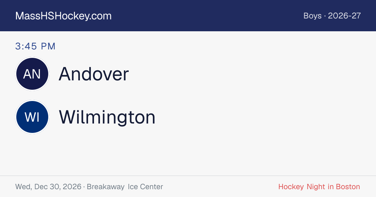 Andover at Wilmington score card
