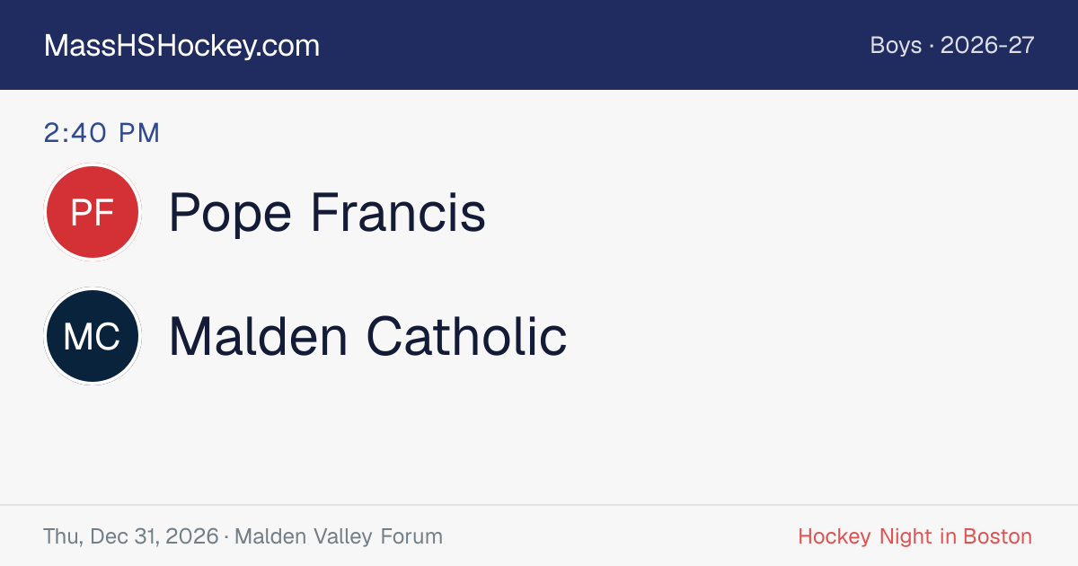 Pope Francis at Malden Catholic score card