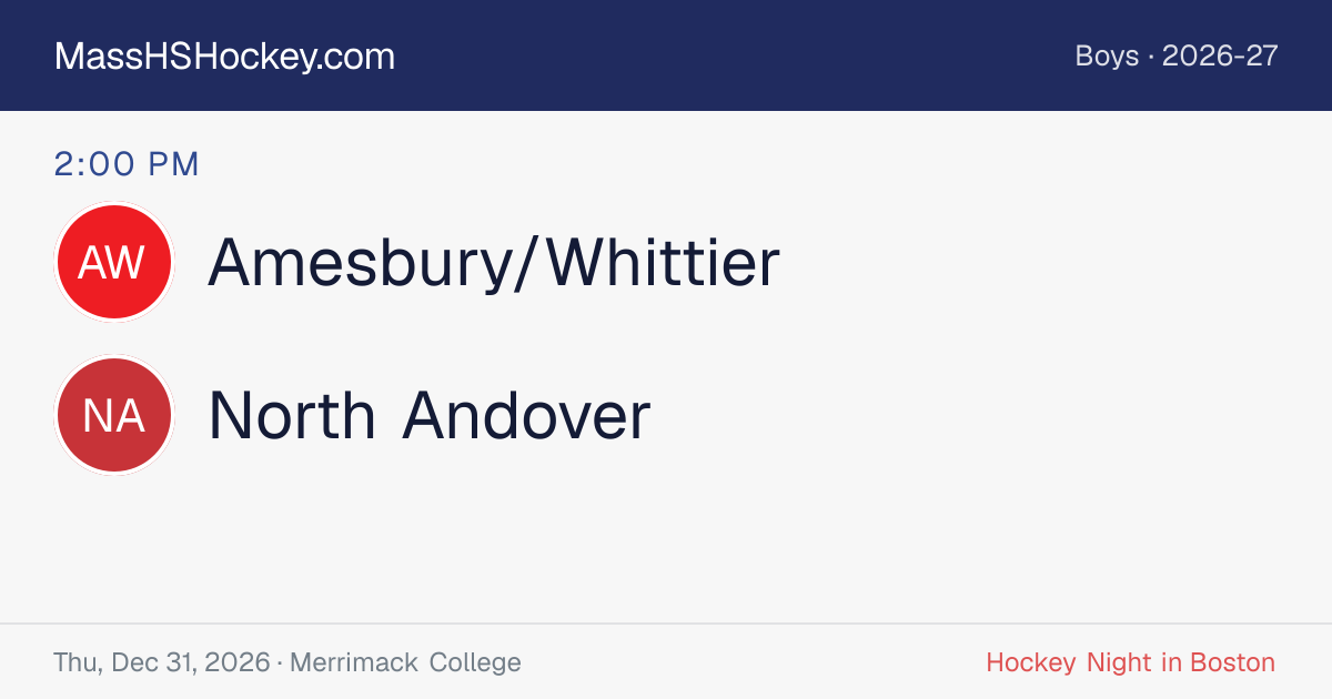 Amesbury/Whittier at North Andover score card