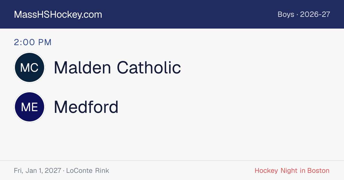 Malden Catholic at Medford score card