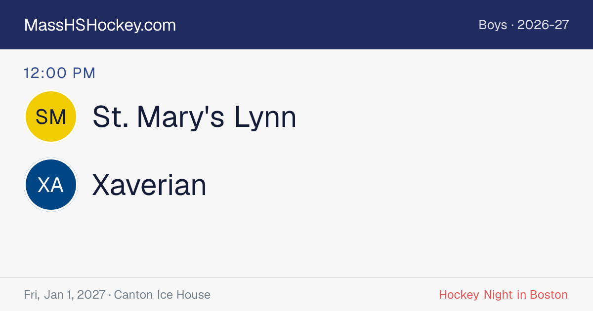 St. Mary's Lynn at Xaverian score card