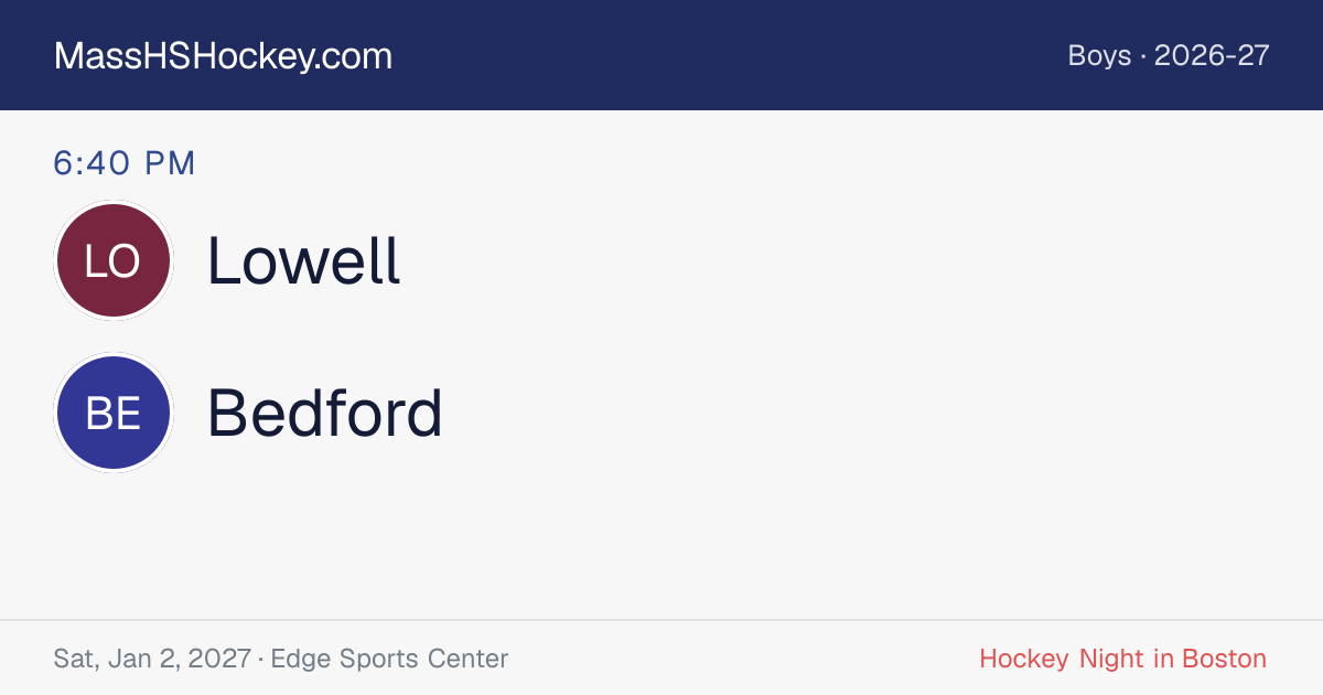 Lowell at Bedford score card