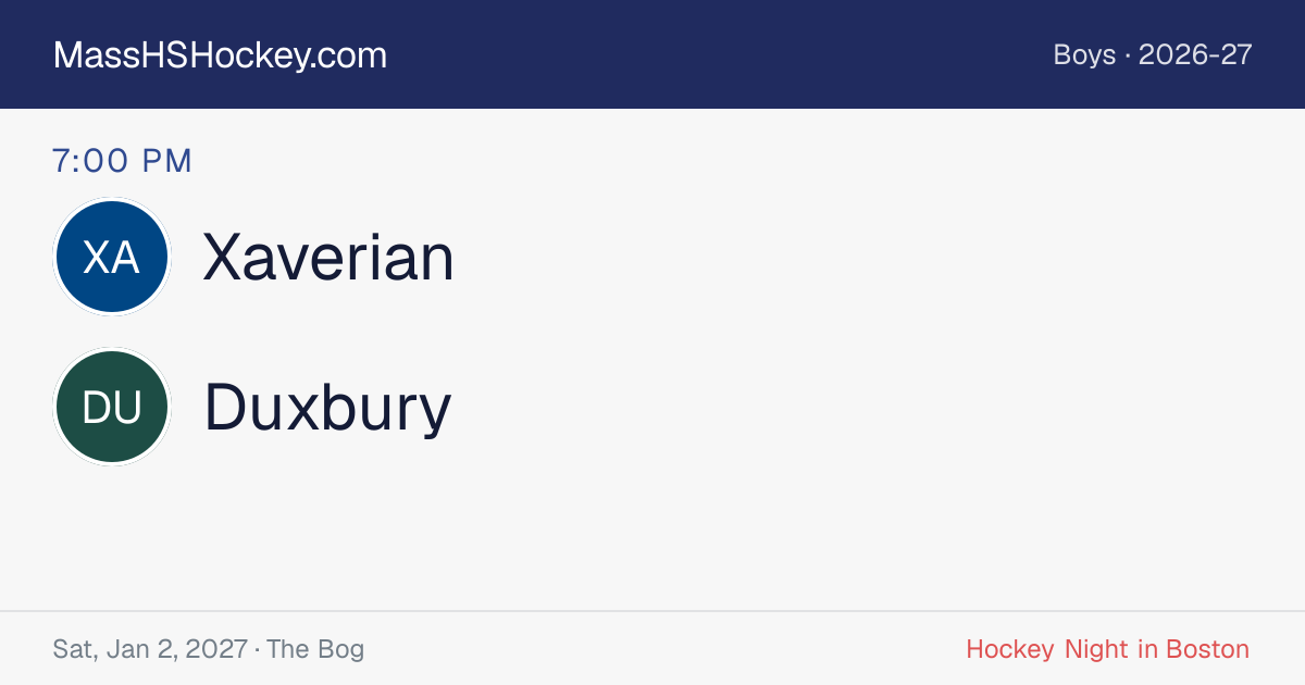 Xaverian at Duxbury score card