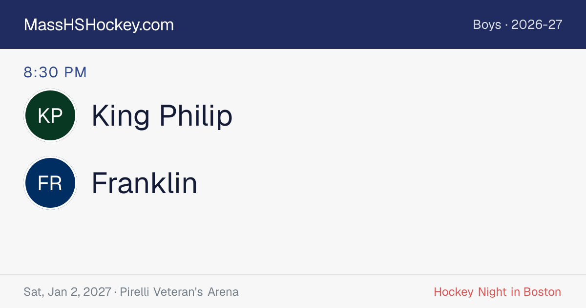 King Philip at Franklin score card