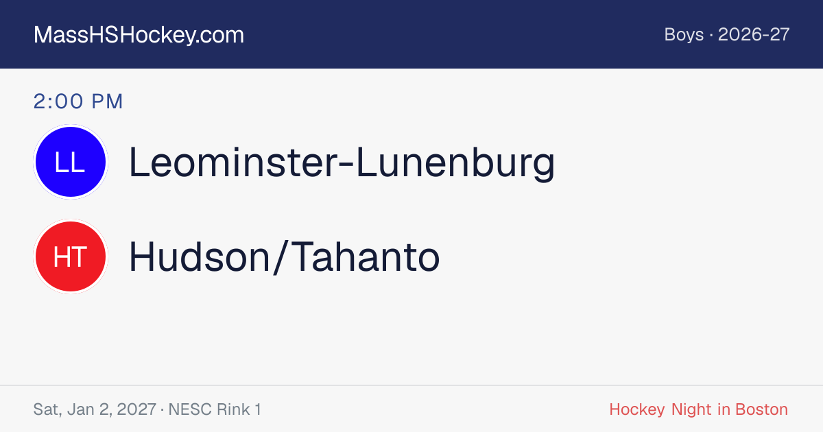 Leominster-Lunenburg at Hudson/Tahanto score card