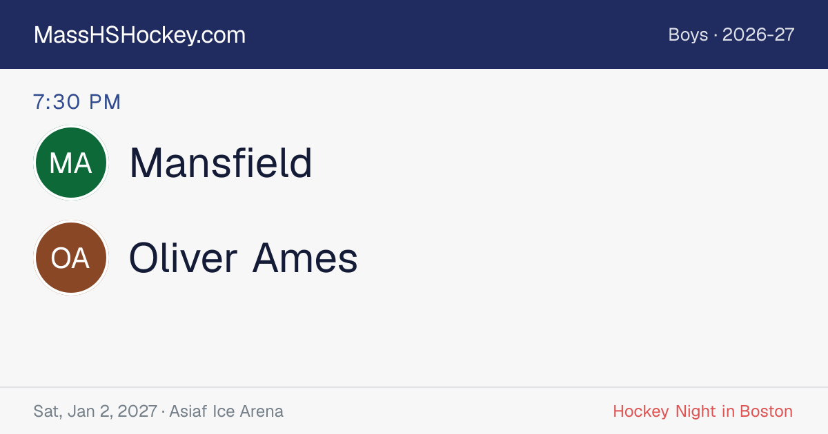 Mansfield at Oliver Ames score card