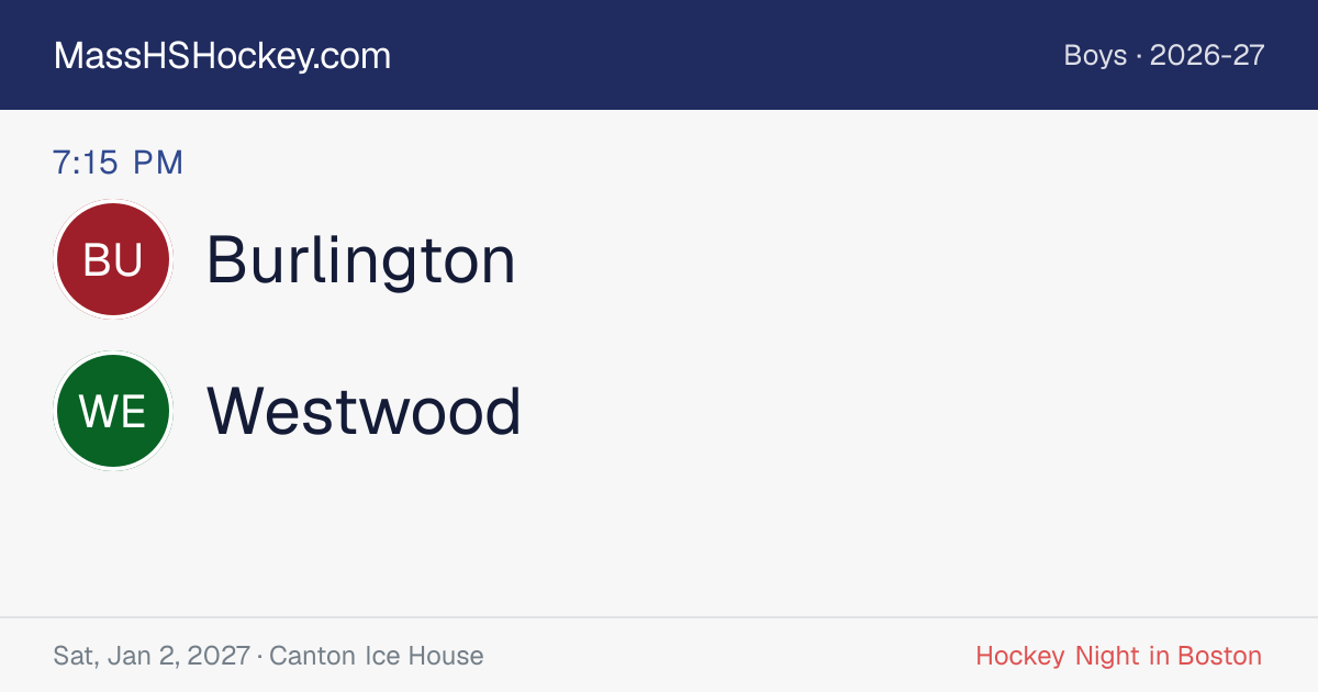 Burlington at Westwood score card