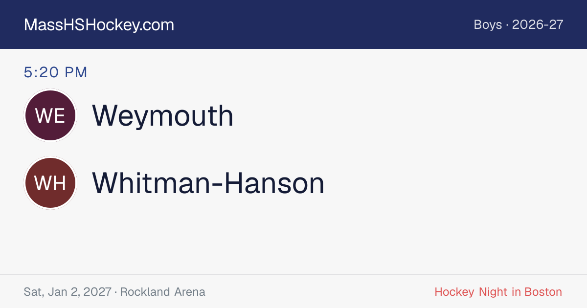 Weymouth at Whitman-Hanson score card