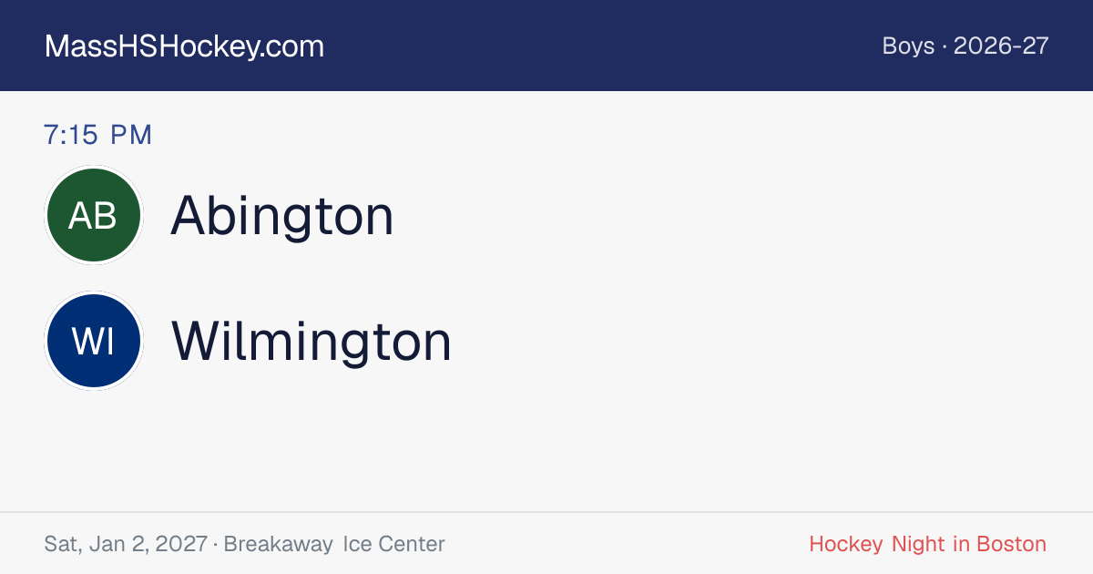 Abington at Wilmington score card