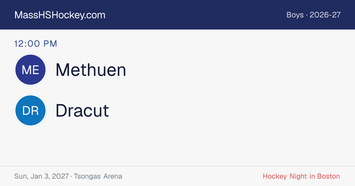 Methuen at Dracut score card