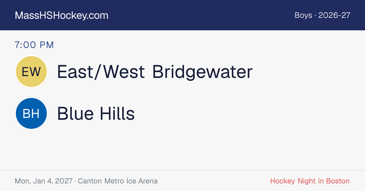 East/West Bridgewater at Blue Hills score card