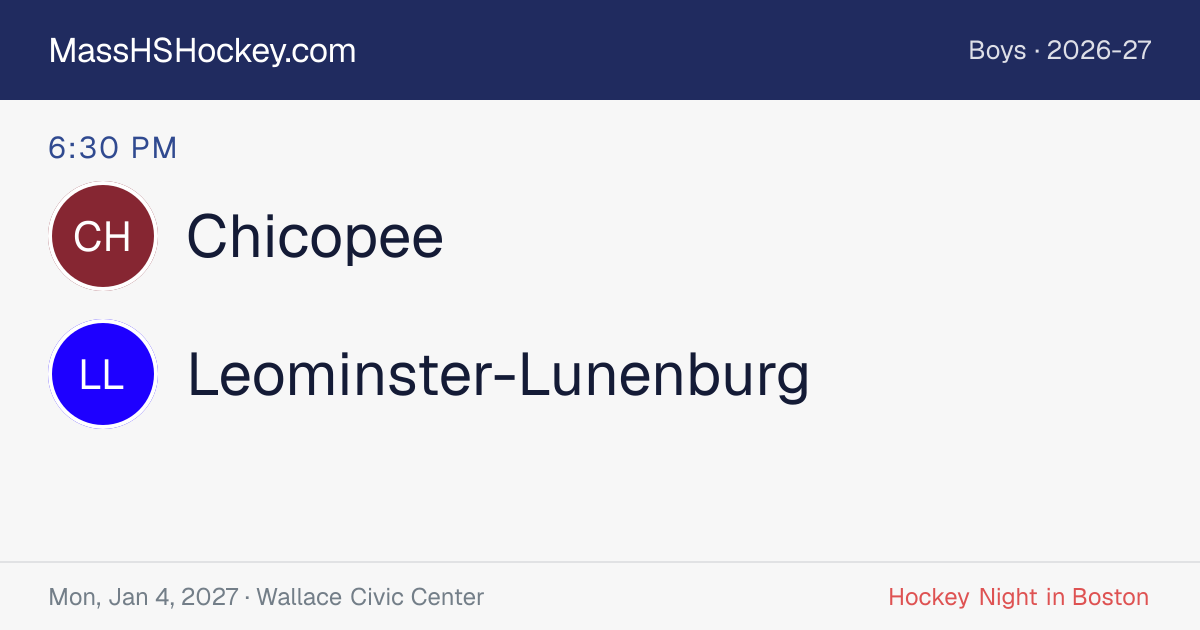 Chicopee at Leominster-Lunenburg score card