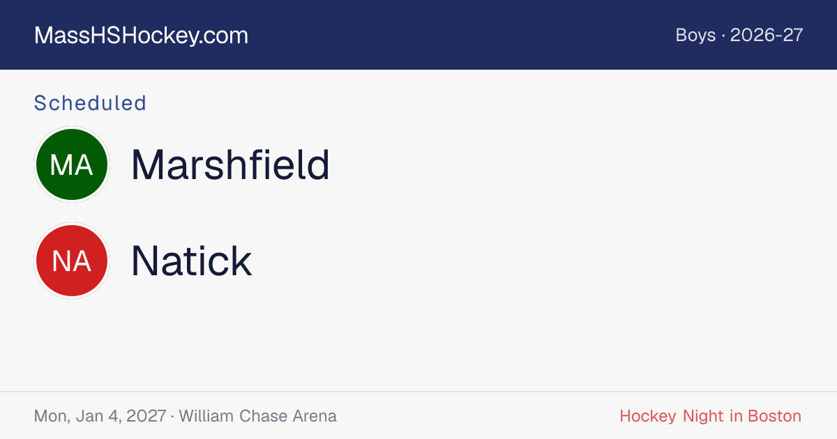 Marshfield at Natick score card