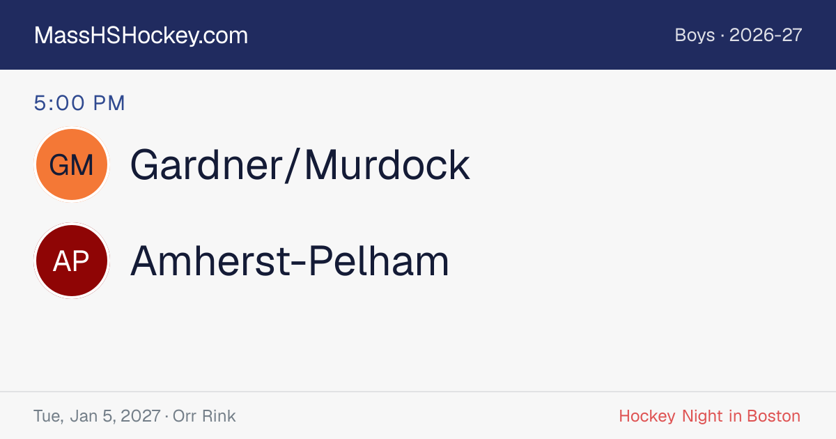 Gardner/Murdock at Amherst-Pelham score card