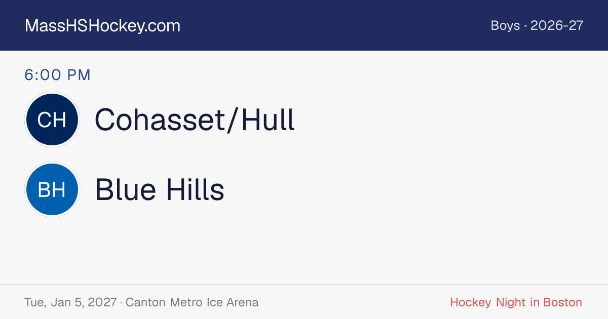 Cohasset/Hull at Blue Hills score card