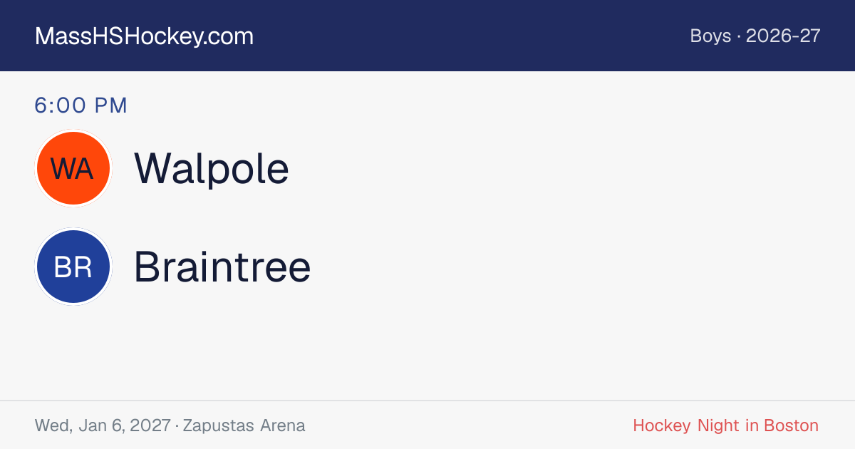 Walpole at Braintree score card