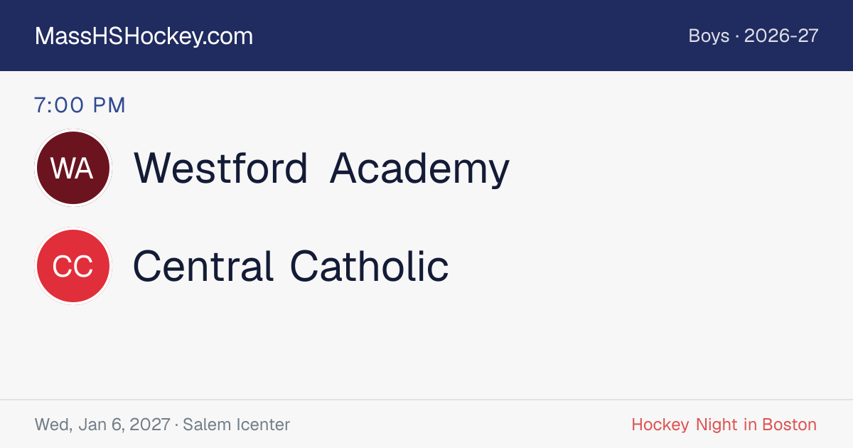 Westford Academy at Central Catholic score card