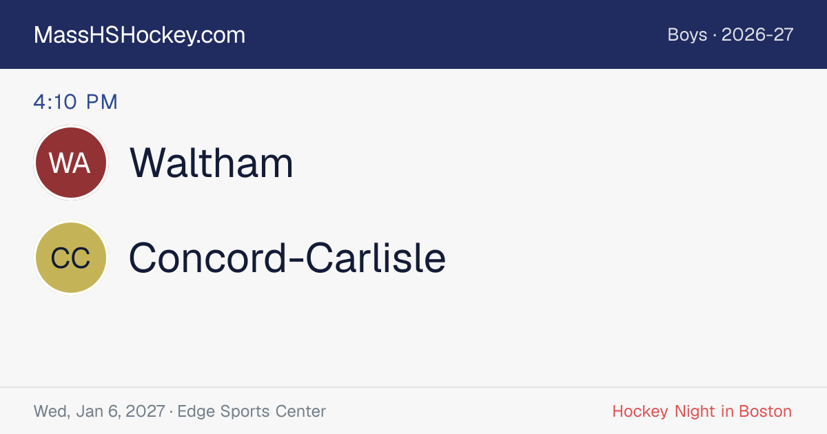 Waltham at Concord-Carlisle score card