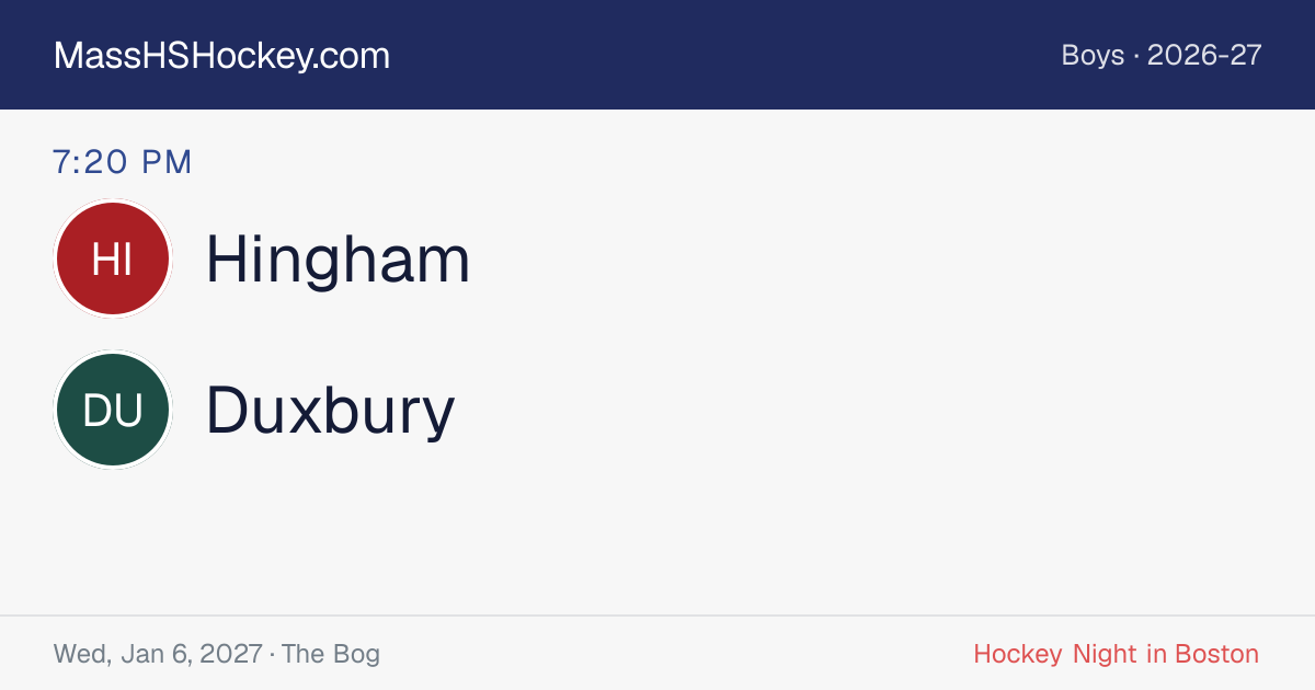 Hingham at Duxbury score card