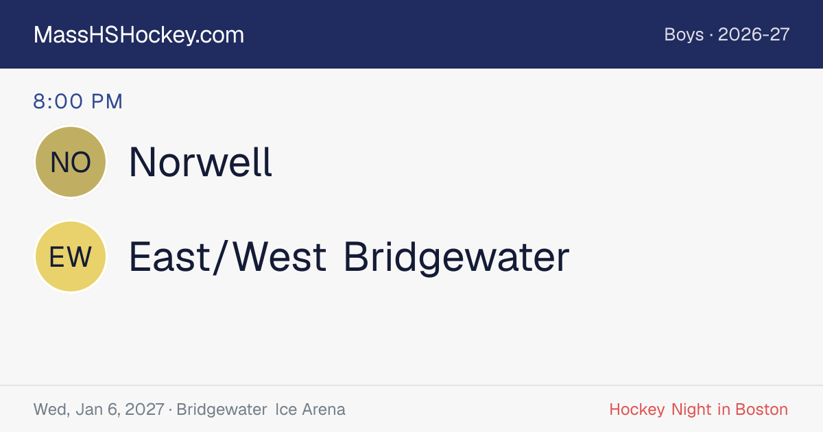 Norwell at East/West Bridgewater score card
