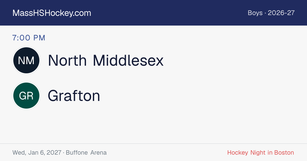 North Middlesex at Grafton score card