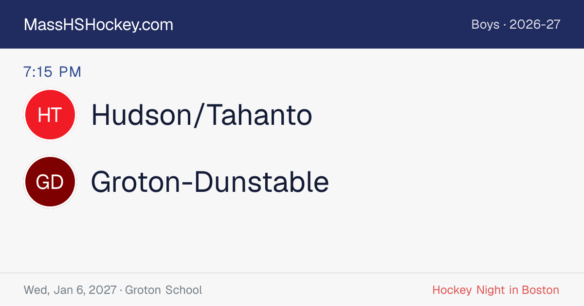 Hudson/Tahanto at Groton-Dunstable score card