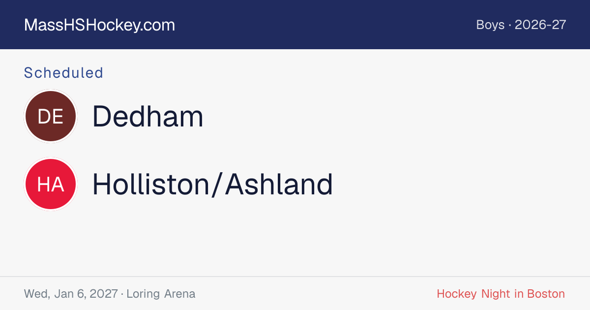 Dedham at Holliston/Ashland score card