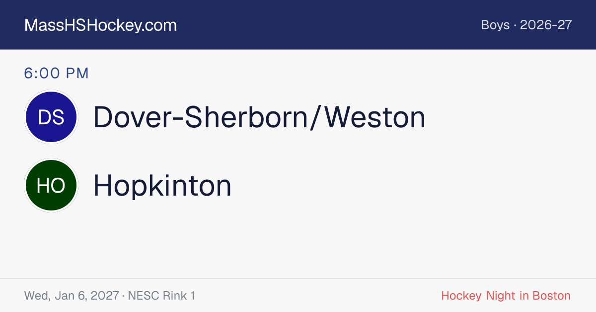 Dover-Sherborn/Weston at Hopkinton score card
