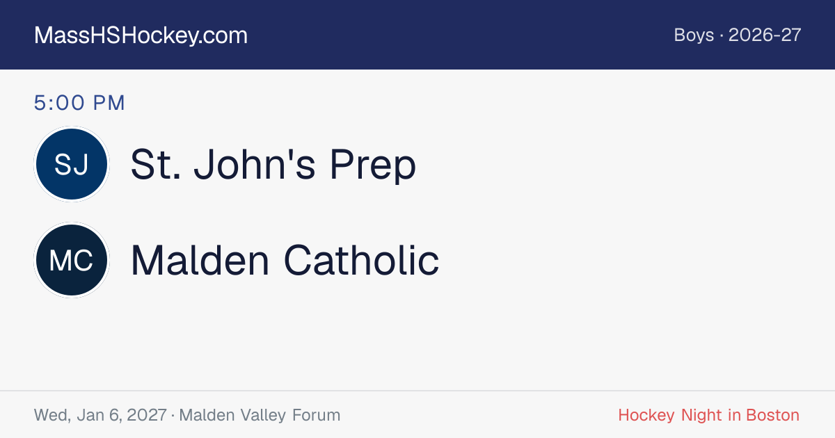 St. John's Prep at Malden Catholic score card