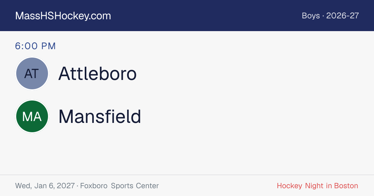 Attleboro at Mansfield score card