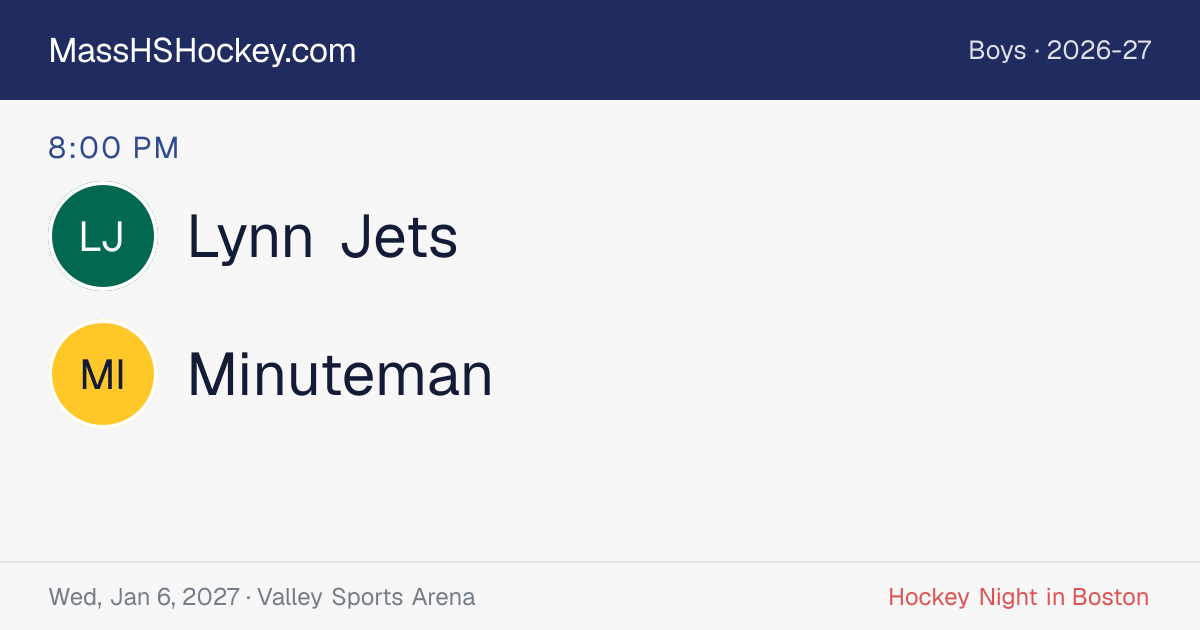 Lynn Jets at Minuteman score card