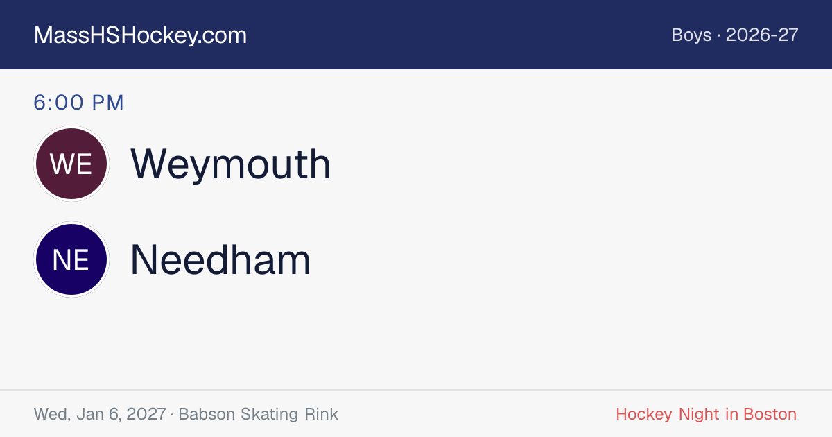 Weymouth at Needham score card