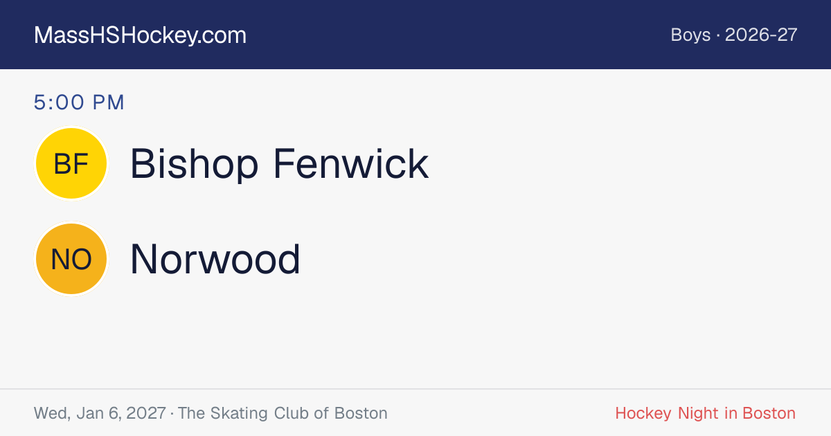 Bishop Fenwick at Norwood score card
