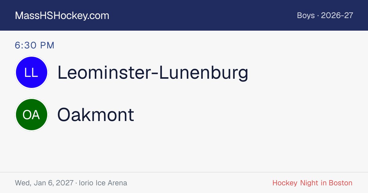 Leominster-Lunenburg at Oakmont score card