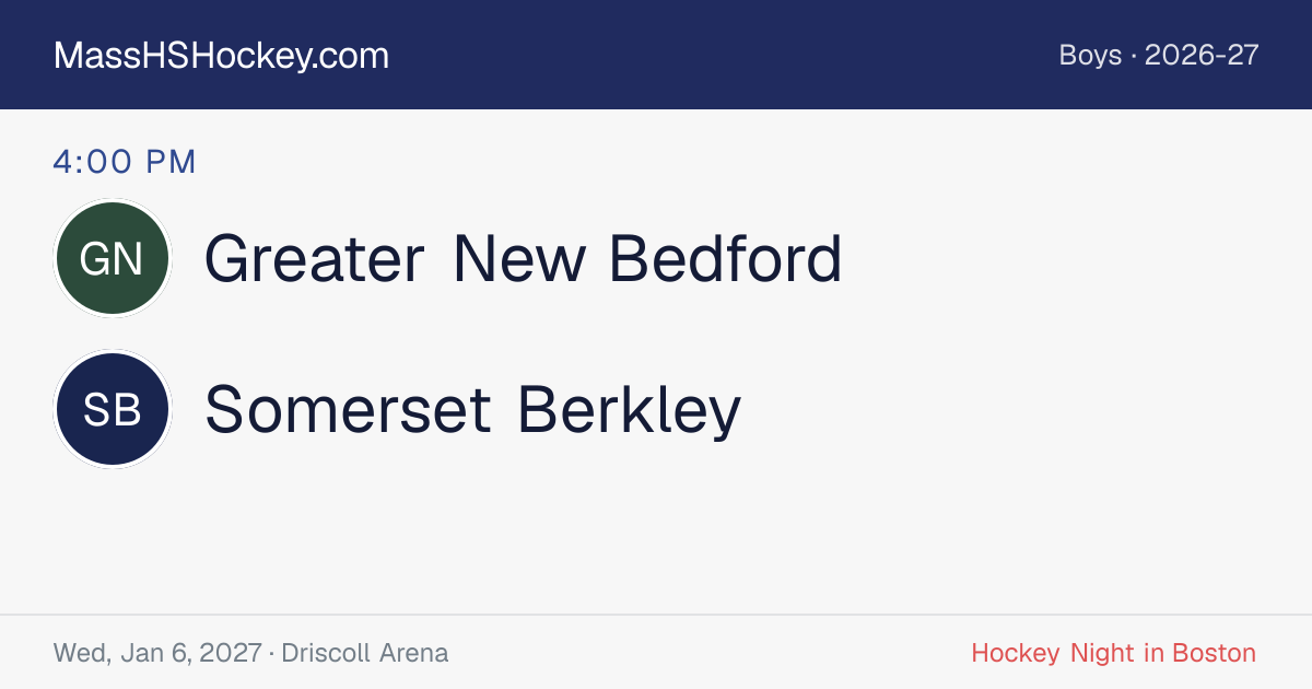 Greater New Bedford at Somerset Berkley score card