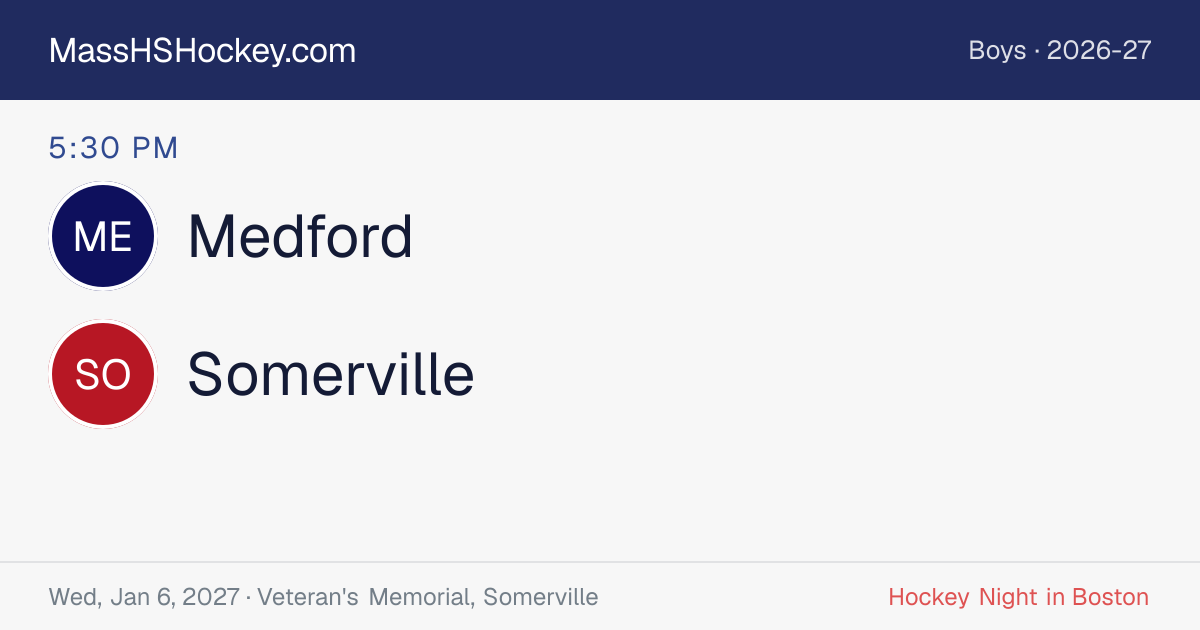 Medford at Somerville score card