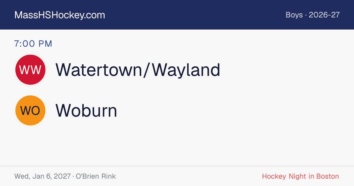 Watertown/Wayland at Woburn score card