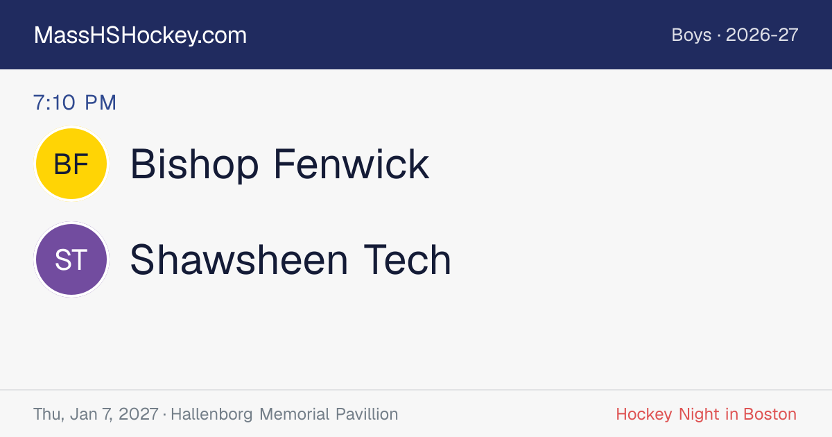 Bishop Fenwick at Shawsheen Tech score card